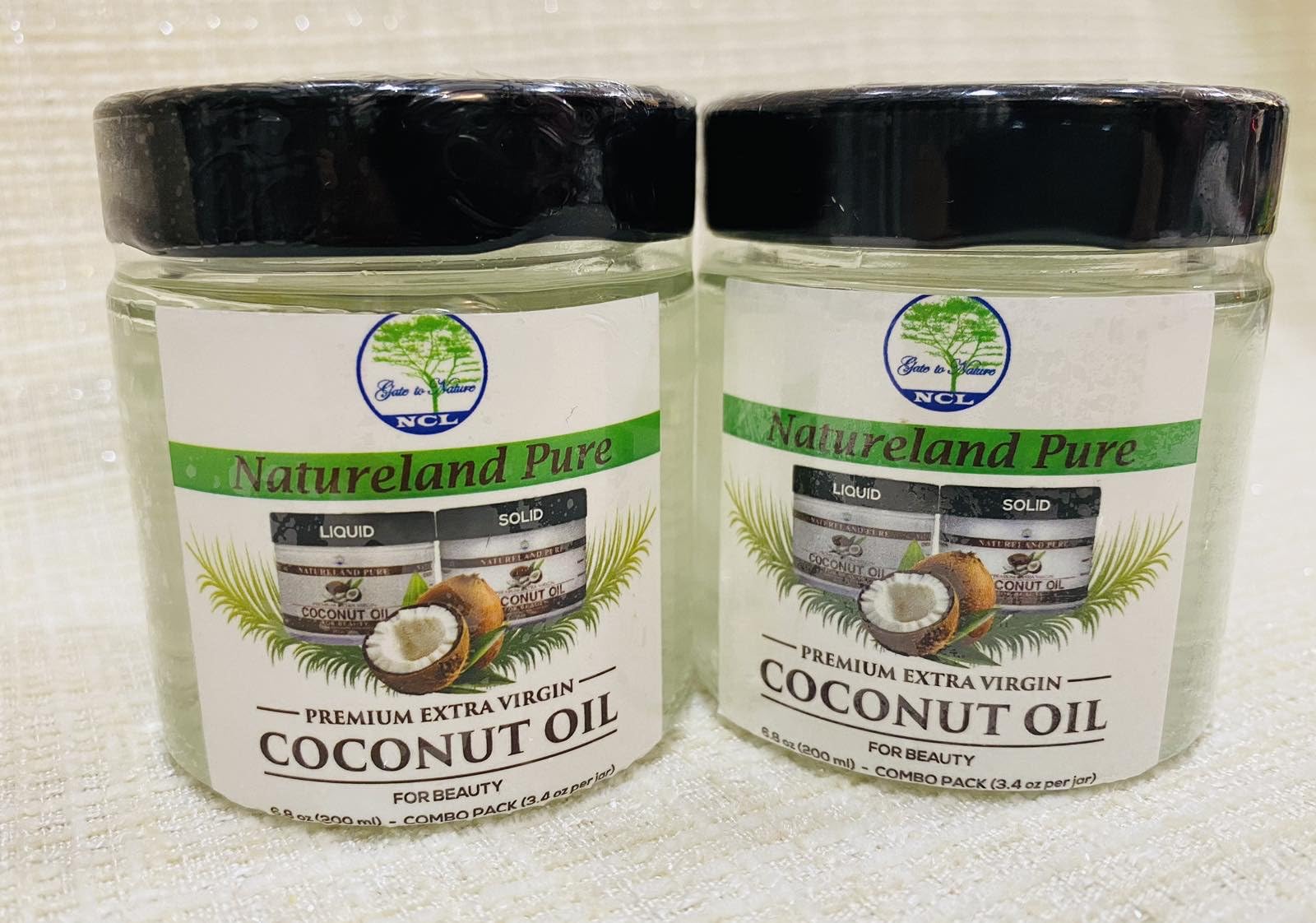 Natureland 100% Raw Coconut Oil for Dry Skin & Hair, Clean Beauty Grade, Pure and Organic Unrefined, Cold-Pressed Extra Virgin Coconut Oil, Travel
