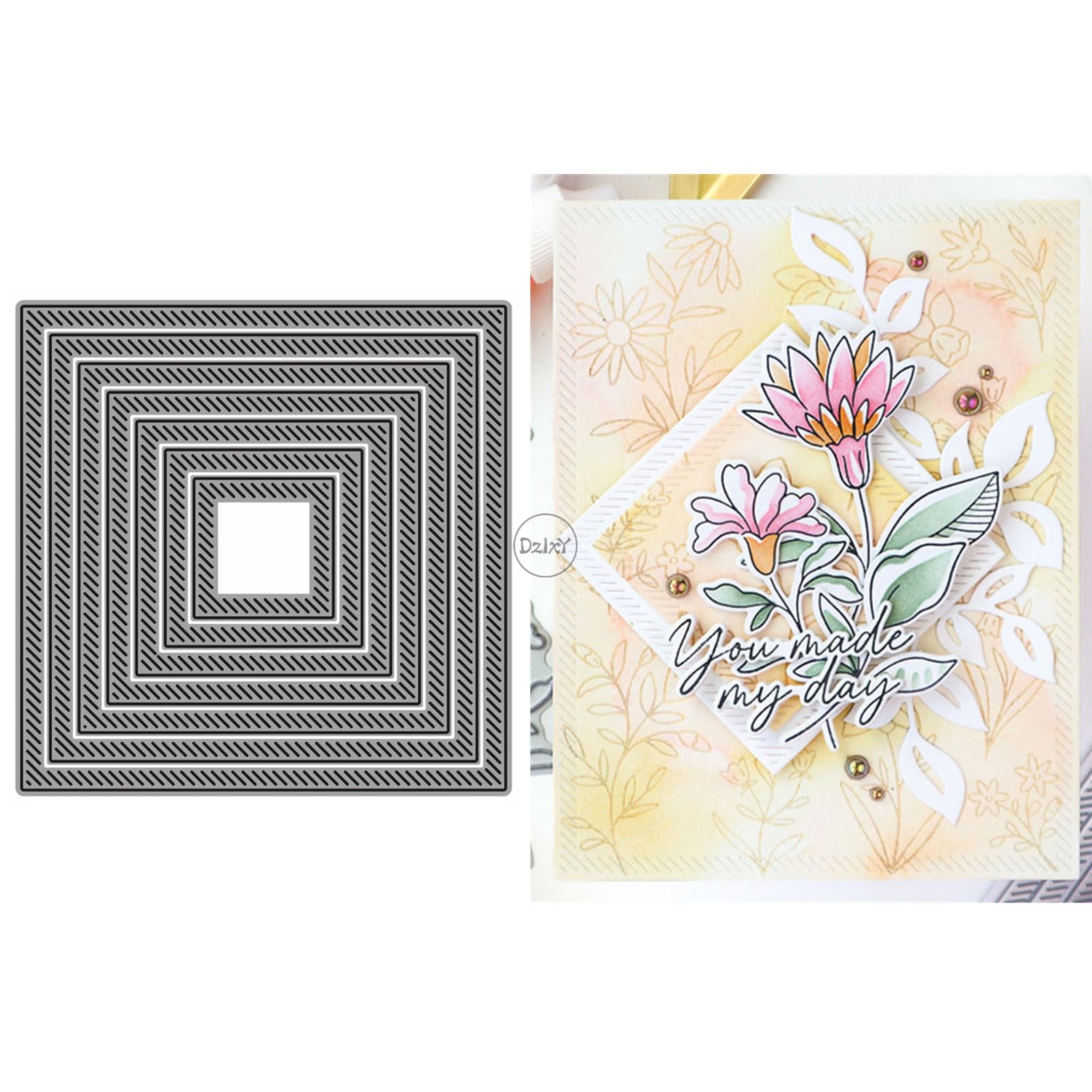 DzIxY Square Lines Background Board Metal Cutting Dies for Card Making Kit Embossing Paper Die Cuts Set Scrapbook Stencils Supplies Machine Templates