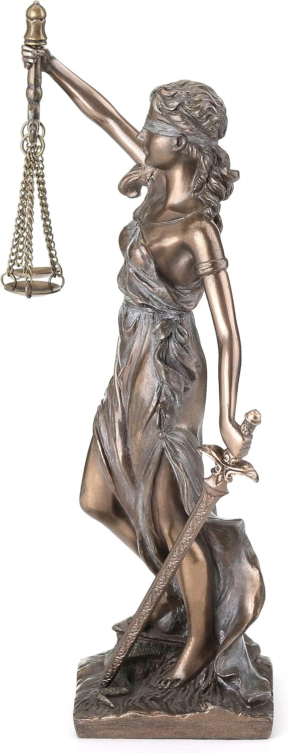 UNICORN STUDIO 8 1/8 Inch Lady Justice Holding Scale and Sword Cold Cast Resin Bronze Finish Statue Home Decor Gift