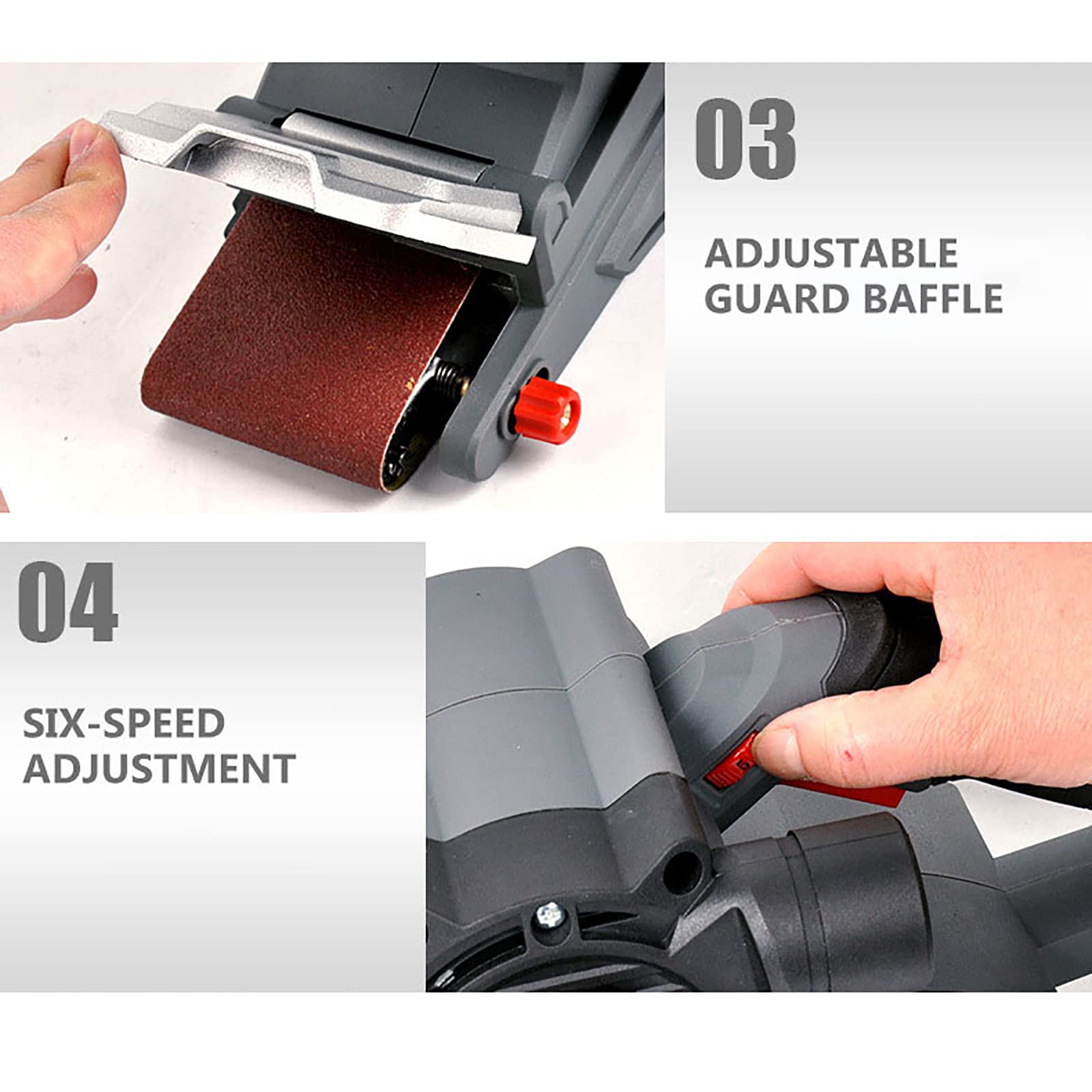 Lijadora De Banda Manual, Lijadora De 1200 W Con Bolsa De Vacío, Ajuste De Velocidad Variable De 6 Velocidades, Utilizada Para Desoxidar Y Pulir Superficies Irregulares De Madera Y Metal
