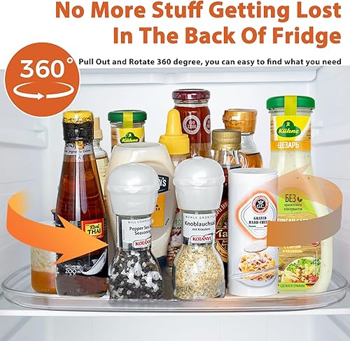 Miniatura 3 de Organizador cuadrado Lazy Susan para refrigerador - Organizador rectangular para nevera, organizador de refrigerador Lazy Susan, rotación de 360 y