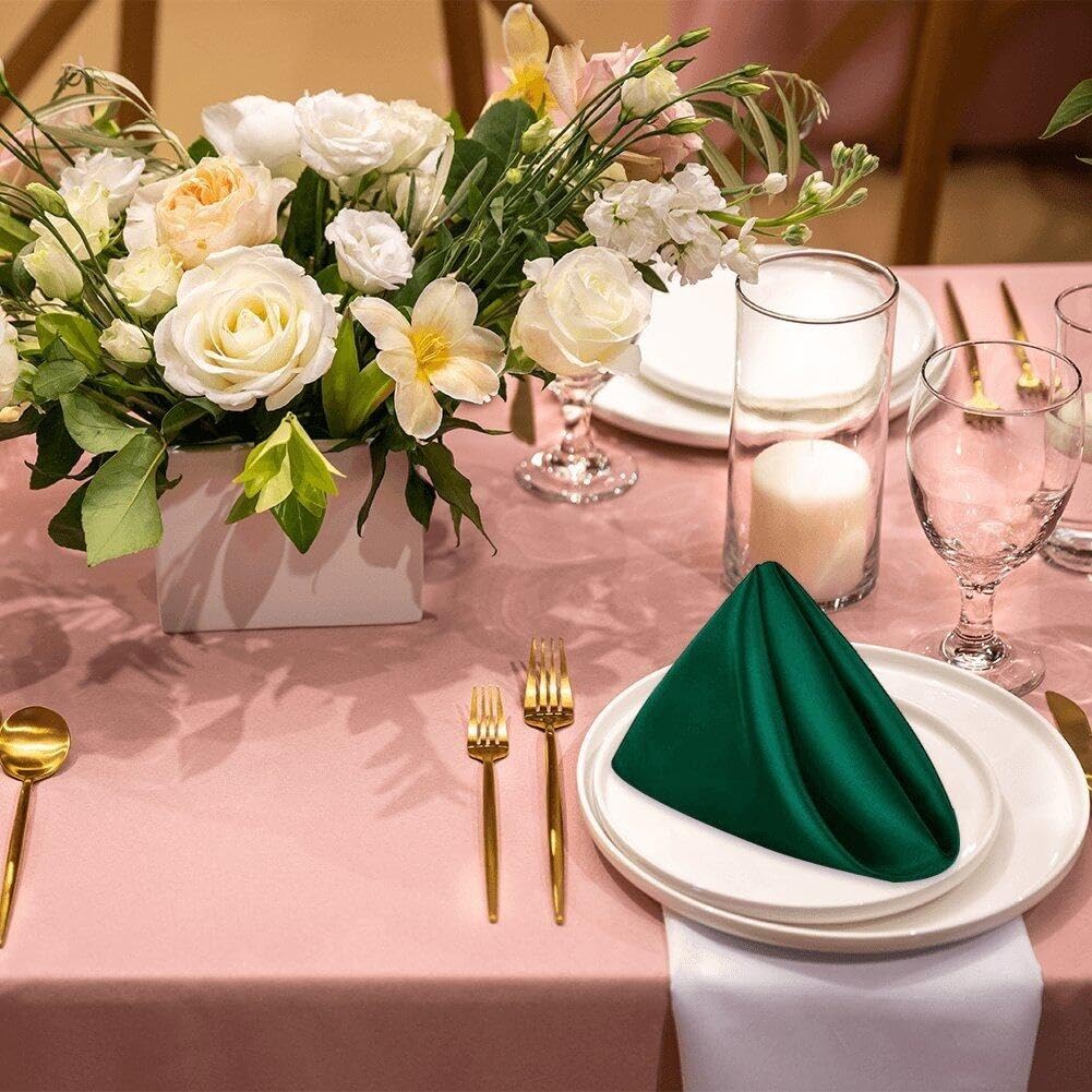 Lot 50 Serviettes De Table Satin Vert 43x43 Cm - Élégantes Pour Mariage, Noël, Dîner, Hôtel Et Fêtes