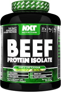 NXT Nutrition Beef Protein Isolate Powder - Protein Powder High in Natural Amino Acids - Paleo, Keto Friendly - Dairy and Gluten Free | 1.8kg (Kiwi & Lime)