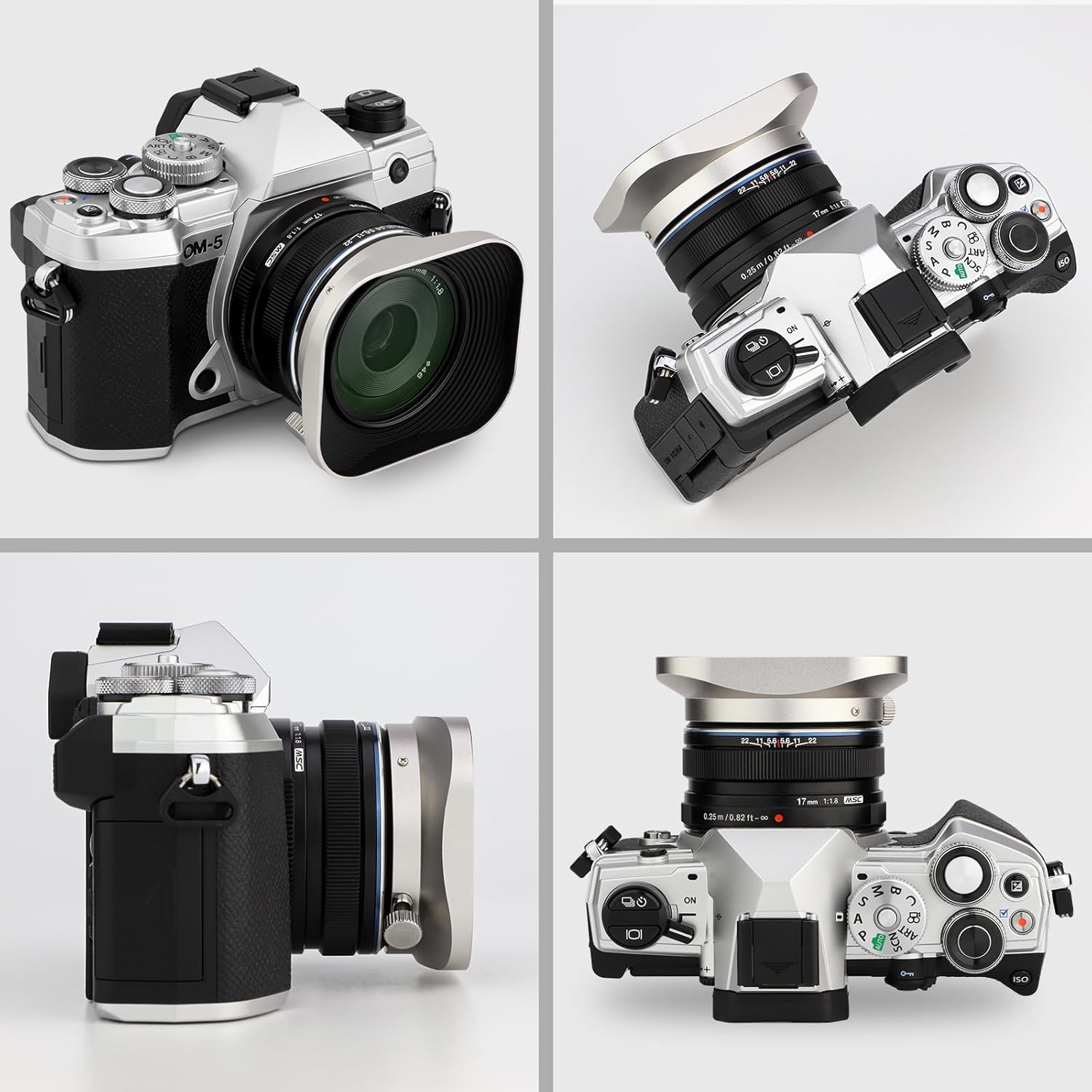 Haoge LH-F48W Square Metal Lens Hood Shade for Olympus M.ZUIKO Digital 17mm f1.8 17 1.8 Lens Replace Olympus LH-48B Silver