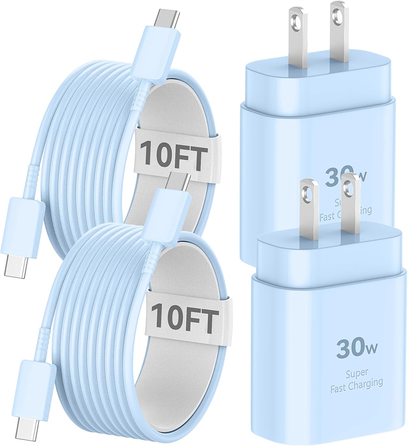 Phone 17 16 15 Charger Fast Charging, 30W USB C Charger Block with 10FT Long C Chargers Cord Cable for Phone17 16 15 Pro Max/16 15 Pro/16 15 Plus/17/16/15, iPad-Blue