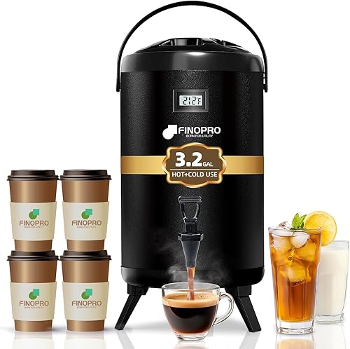 Dispensador aislado de bebidas - Dispensador térmico de té frío y caliente - Acero inoxidable 12L3.2 galones con espita para café caliente y té,
