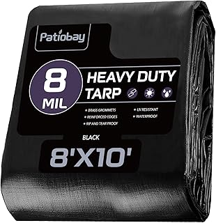 Tarp 8x10 Feet, 8 Mil Waterproof Tarps Heavy Duty with Grommets Every 23.6", Thick Plastic Tarp, UV Resistant Tear&Fade Resistant, Reinforced Edges for Outdoor Pool Camp Tent