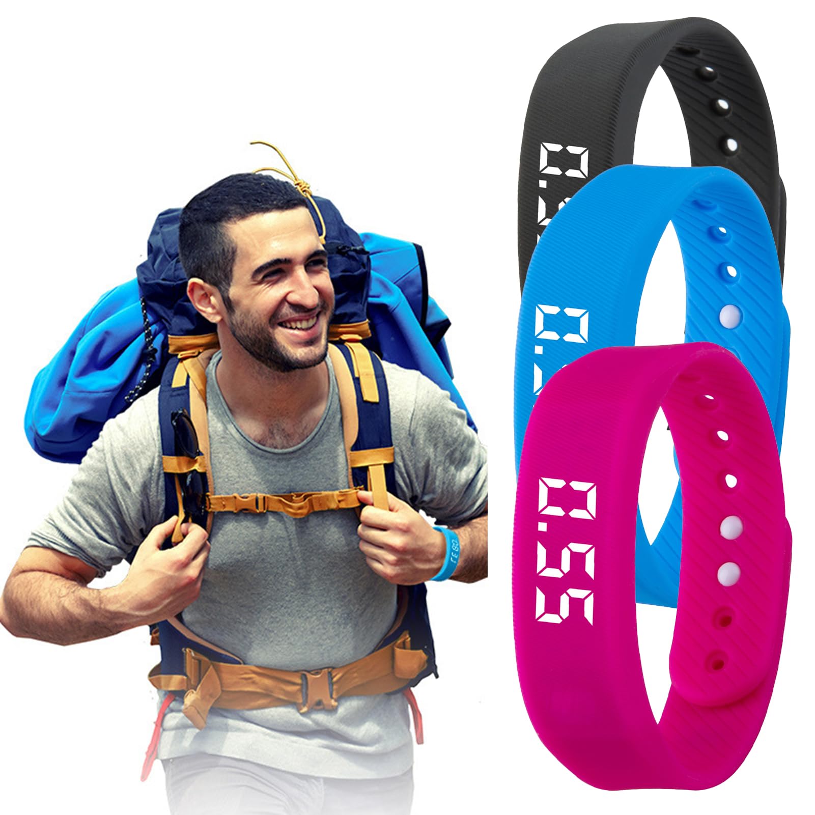 Orologio contapassi, orologio contapassi, orologio fitness intelligente, braccialetto sportivo fitness per registrare calorie, distanza, passi, senza Bluetooth, senza app dispositivo; nero