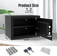 Vista 7 de [1.2 pies cúbicos] Caja de seguridad PATRON con llave, seguridad digital para el hogar, cajas fuertes de gabinete para documentos en efectivo, cajas