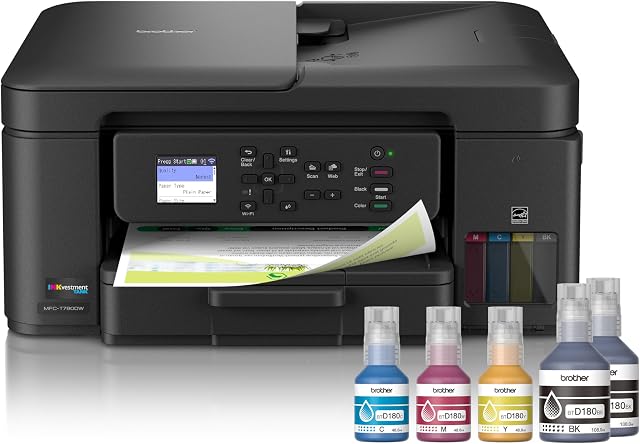 Brother INKvestment Tank MFC-T780DW Color Inkjet All-in-One Printer, Copier, Scanner, Wireless with Duplex Printing and Up to 3 Years of Ink in the Box