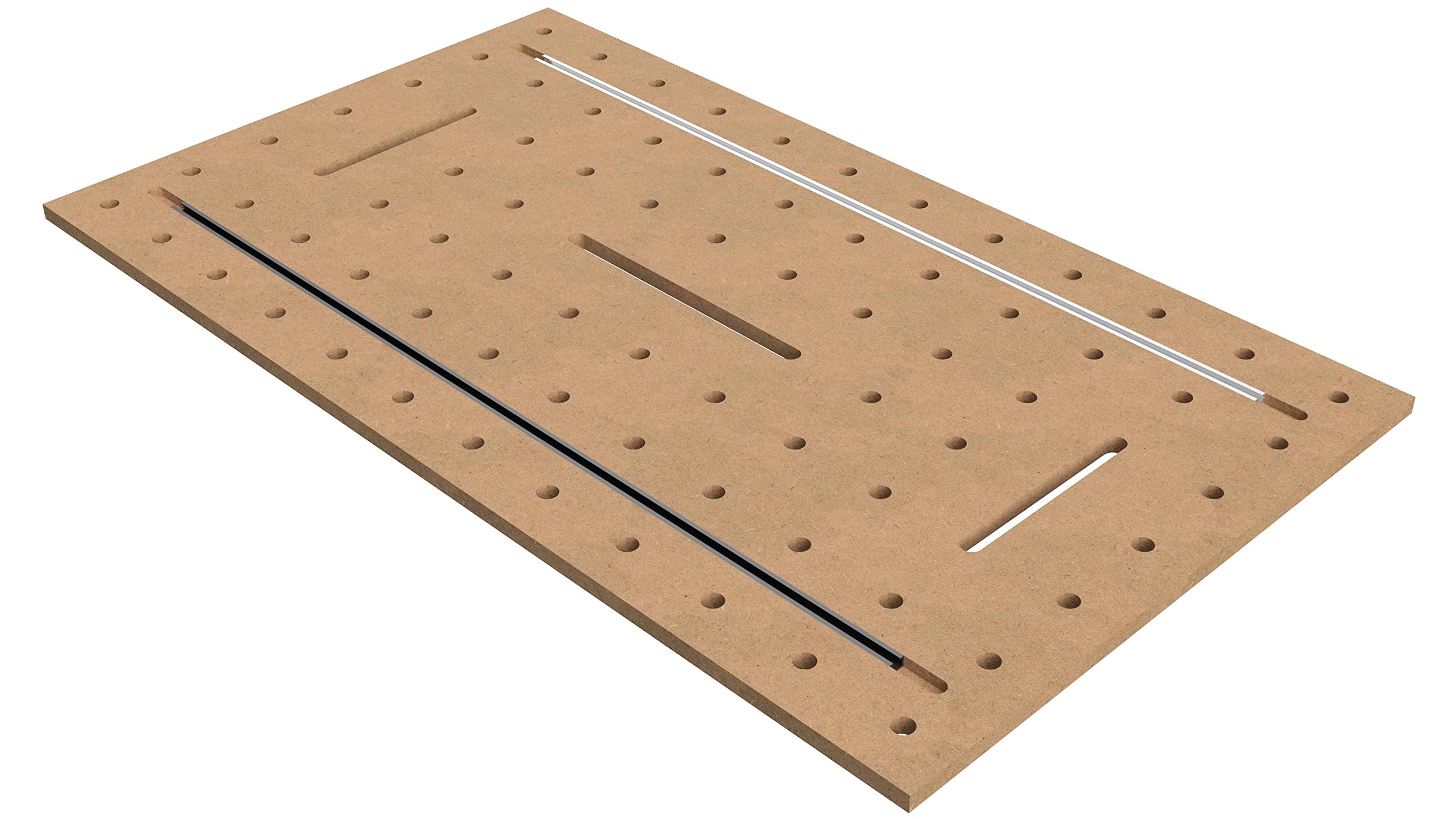 MFT Lochplatte MDF 19 mm – Werkbank Arbeitsplatte mit 100 mm Lochbild – CNC Aufspannplatte 20mm Loch für Multifunktionstisch & Werkstatt (T-Nut Profil, 120 x 70)