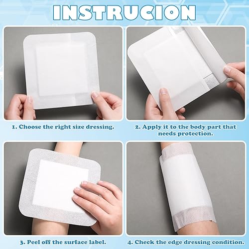 Miniatura 4 de 30 parches adhesivos de gasa con bordes para isla de 6 x 6 pulgadas, parches adhesivos para posteriores a la ducha, bordes transpirables, bolsas