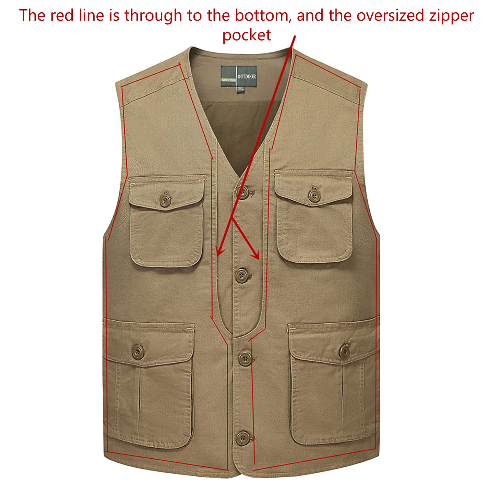 Hombres Chaleco de Pesca con Multibolsillos Respirable para Cámping Fotografía Caza Senderismo Viajes(Size:3XL,Color:Verde)