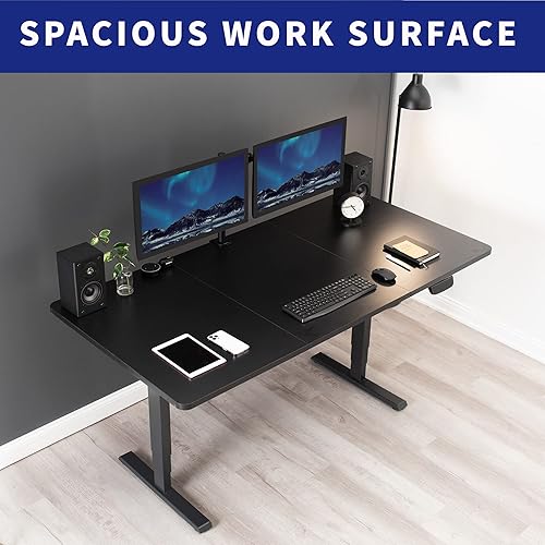 Miniatura 4 de VIVO Escritorio eléctrico de altura ajustable de 71 x 36 pulgadas, estación de trabajo activa completa con tablero de madera clara dividida, marco