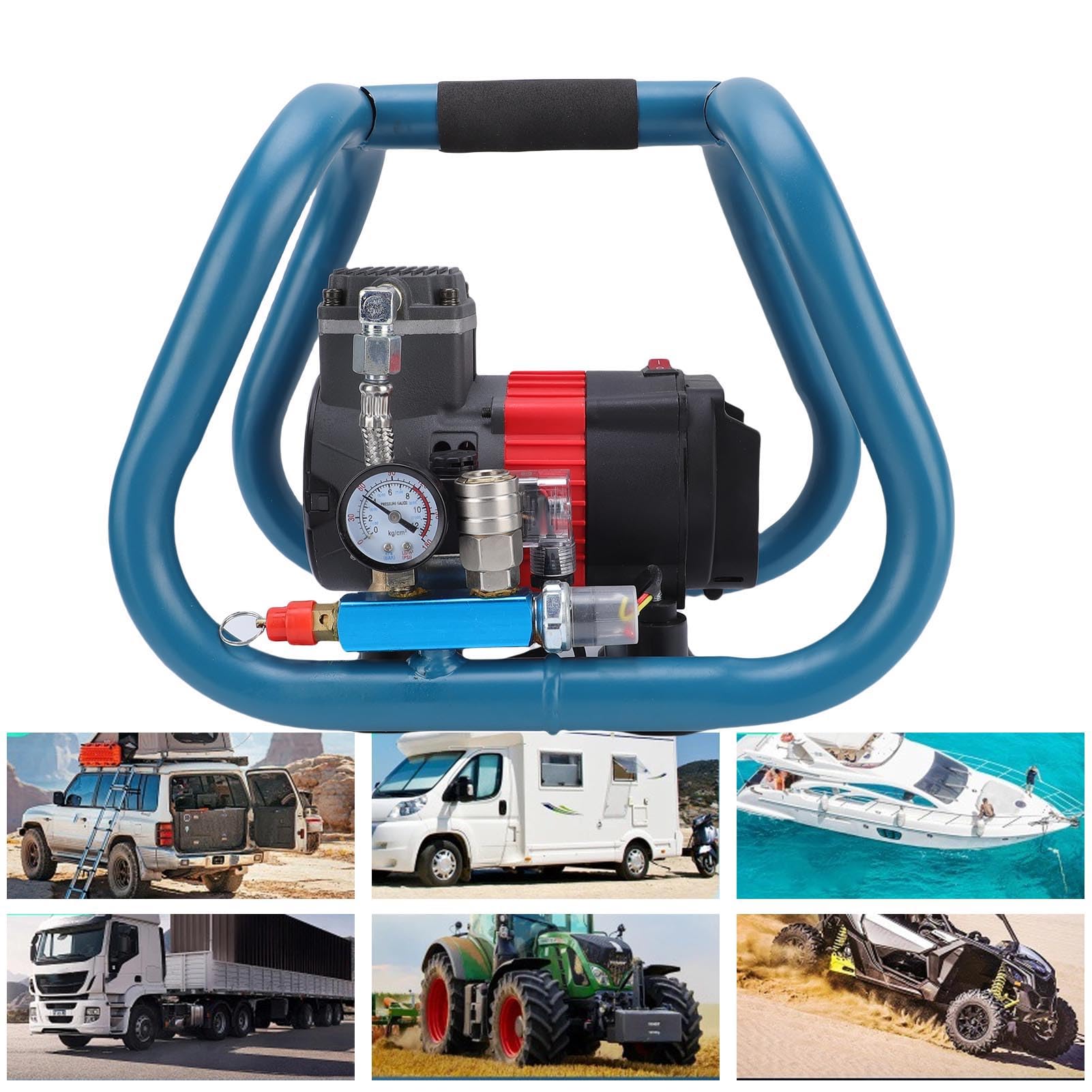 Jeffergarden Compressore d'aria Senza Fili Gonfiatore per Pneumatici Portatile Serbatoio in Acciaio da 3 Litri Motore in Rame Senza Spazzole da 8 Bar Design Olio per Cantieri Officine Garage e