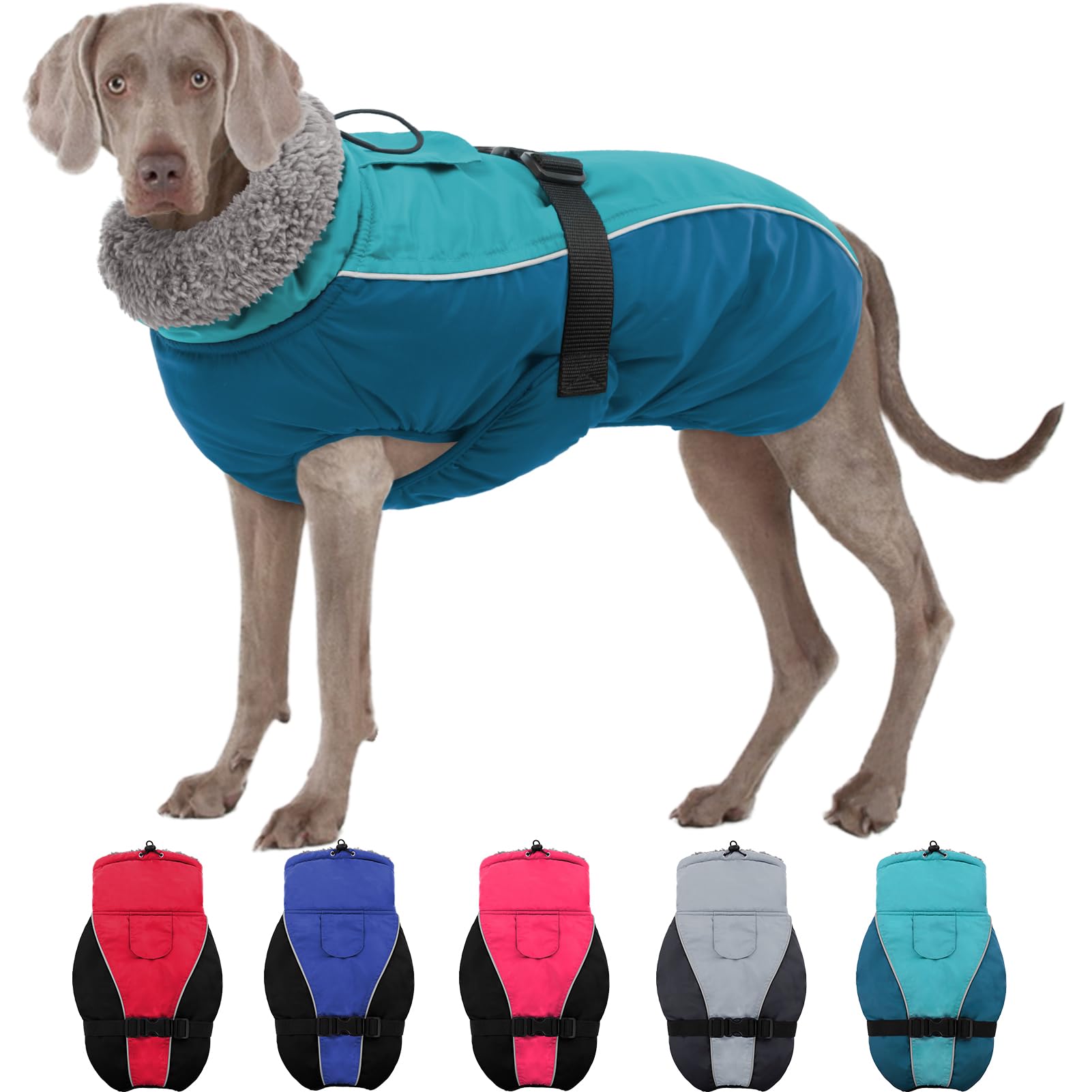 SUNFURAWarm Dog Coat Dog Jacket, Reflective Dog Winter Coats with  Adjustable Buckle, Turtleneck Padded Dog Fleece Vest Windproof Waterproof  Dog Snow