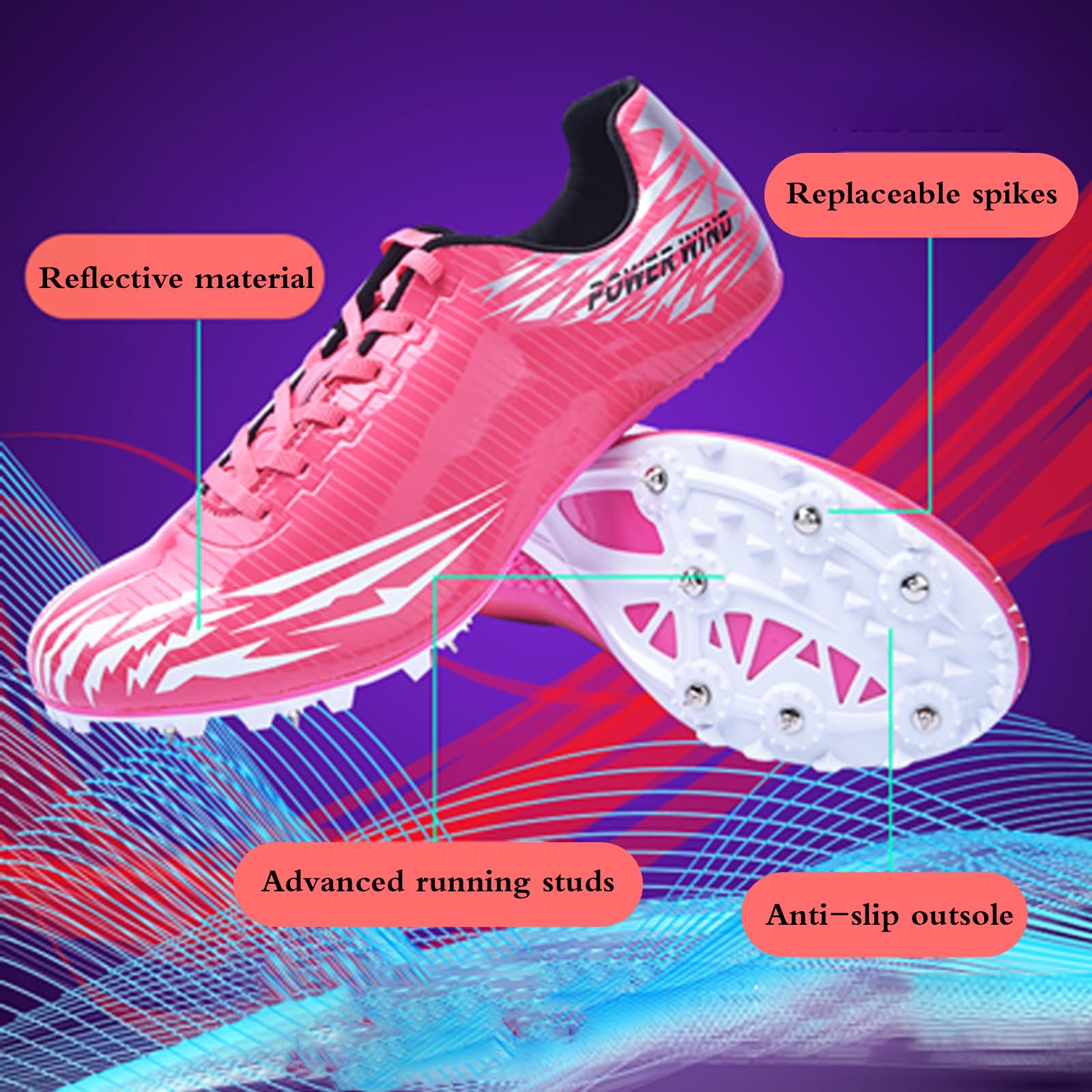 Zapatillas Deporte Atletismo con Clavos,Zapatillas De Pista Y Campo para Hombre,Transpirable,MáS Ligero Y MáS Adecuado para La Arena,Resistencia Al Desgaste,para Running Adulto Training