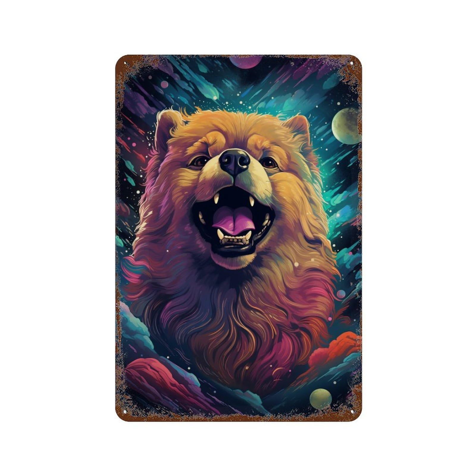 Cosmic Canine Adventure-4 Weathered Tin Sign 11.8"x7.9", for Basement, Hobby Room And Garage Decor, Rustic Home Decor