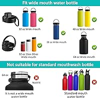Vista 4 de Vmini Tapa compatible con botella de agua deportiva Hydro Flask de boca ancha, mango grande, fácil de transportar, compatible con la mayoría