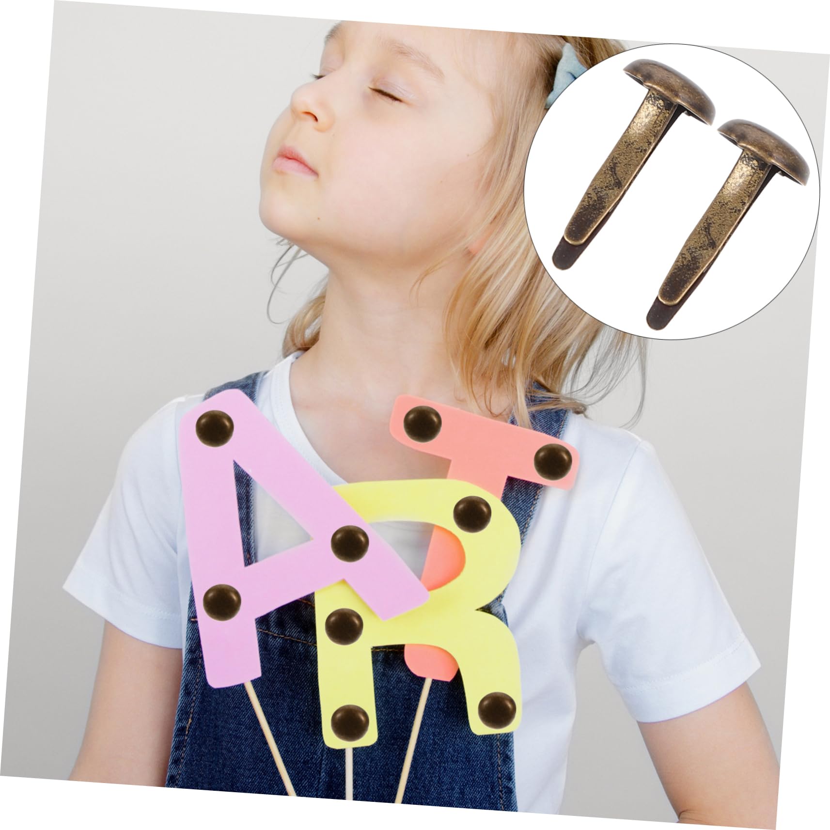 ERINGOGO Vintage Scrapbook Brads 200pcs Round Iron Fasteners for Craft Projects Round Head Fasteners Long-Lasting Iron Material