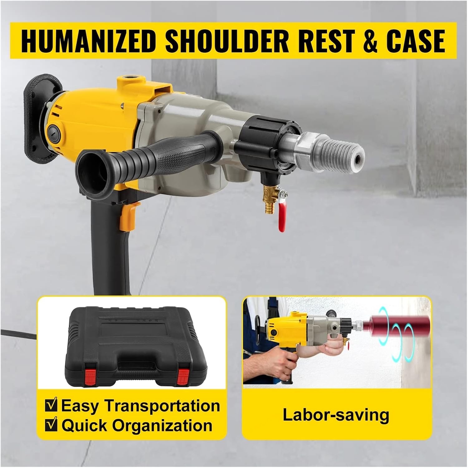 1880W 2180W Handheld Diamond Core Drill Rig Concrete 110mm 130mm 160mm 180mm Wet/Dry Electric Stepless Speed Drilling Tool(130mm 2180W)
