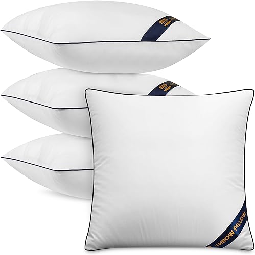 Utopia Bedding Insertos de almohada (paquete de 4, blanco), almohadas decorativas de interior de 20 x 20 pulgadas para sofá, cama, sofá, funda de