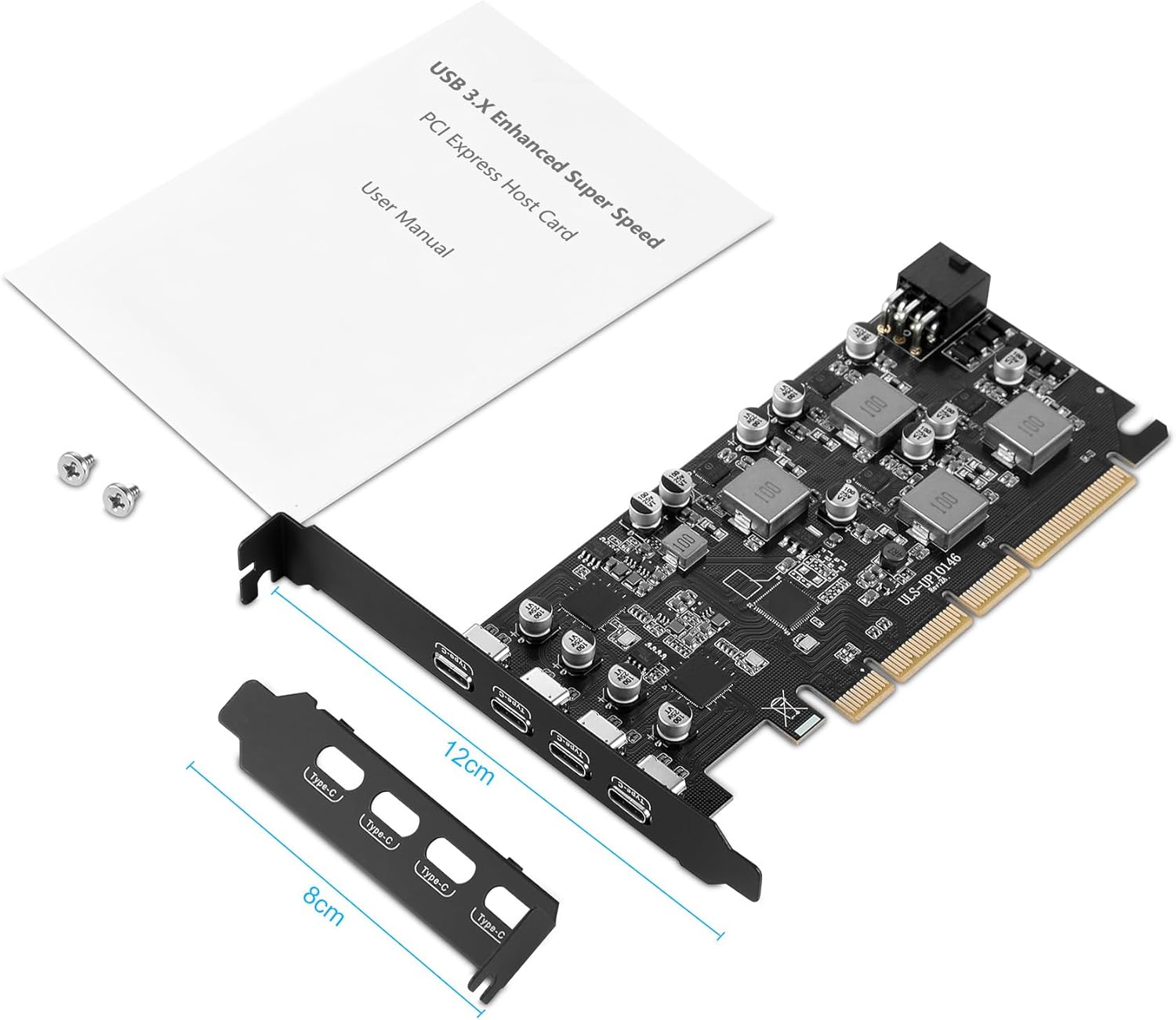 PCIe USB 3.1 Expansion Card 45W Power Delivery 4 USB Type-C Ports,USB 3.1(USB 3.2 Gen 2) PCIe Card 10 Gbps Motherboard Card PCI-E X16 Adapter for Desktop PC