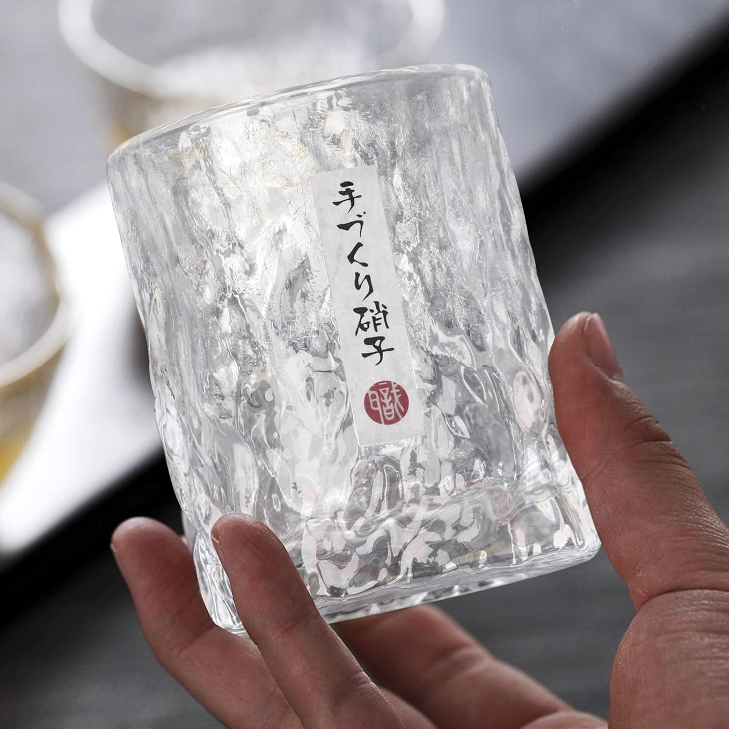 BXT Japanese Whiskey Glass - Handmade Old Fashioned Tumbler | Crystal Hammer Figure Finish | Thickened Drinking Cup for Whiskey Beer Brandy Cocktail Scotch for Men Dad Daddy Fathers Day - Image 2