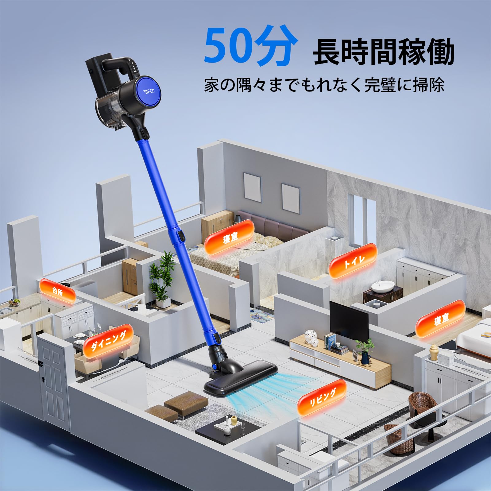 Amazon | 掃除機 コードレス【2025業界初！衝撃の45000pa超強力吸引