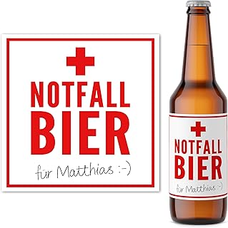 Notfallbier Männergeschenk Geburtstag Bieretiketten personalisiert Bier Geschenk für Männer Geburtstagsgeschenk Bierflaschen Etiketten 2 Stk. | 9x9 cm