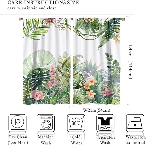 Miniatura 2 de Cortinas de ventana con hojas tropicales, naturaleza tropical, selva, plantas silvestres, palmeras y vides, paisaje tropical de selva tropical,