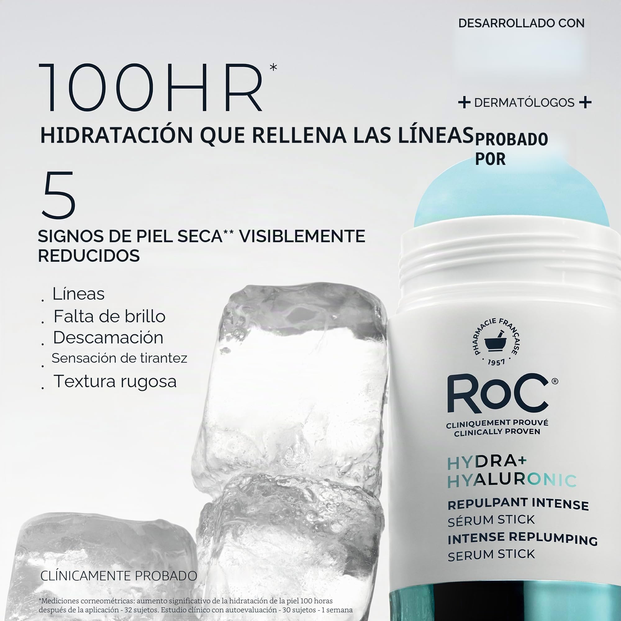 RoC Hydration+ Serum Stick | Cuidado de la piel con péptidos y ácido hialurónico para la cara | 30 g