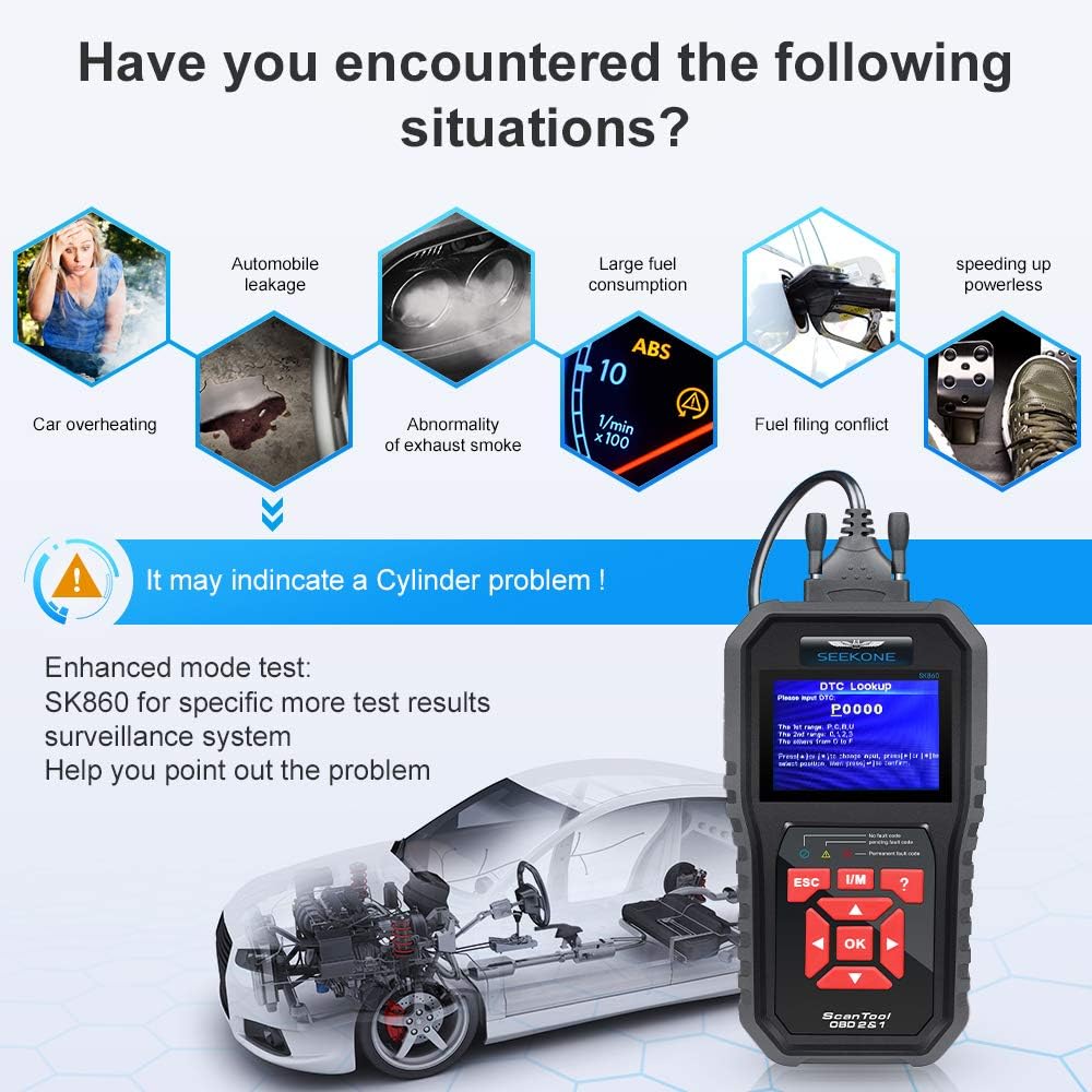 🛒 Crazy Deals SEEKONE OBD2 Scanner Professional Car OBD II Scanner Auto Diagnostic Fault Code Reader Automotive Check Engine Light Diagnostic EOBD Scan Tool for All OBDII Protocol Cars Since 1996(Enhanced SK860) Best Cyber Deals 🔥 SEEKONE OBD2 Scanner Professional Car OBD II Scanner Auto Diagnostic Fault Code Reader Automotive Check Engine Light Diagnostic EOBD Scan Tool for All OBDII Protocol Cars Since 1996(Enhanced SK860)