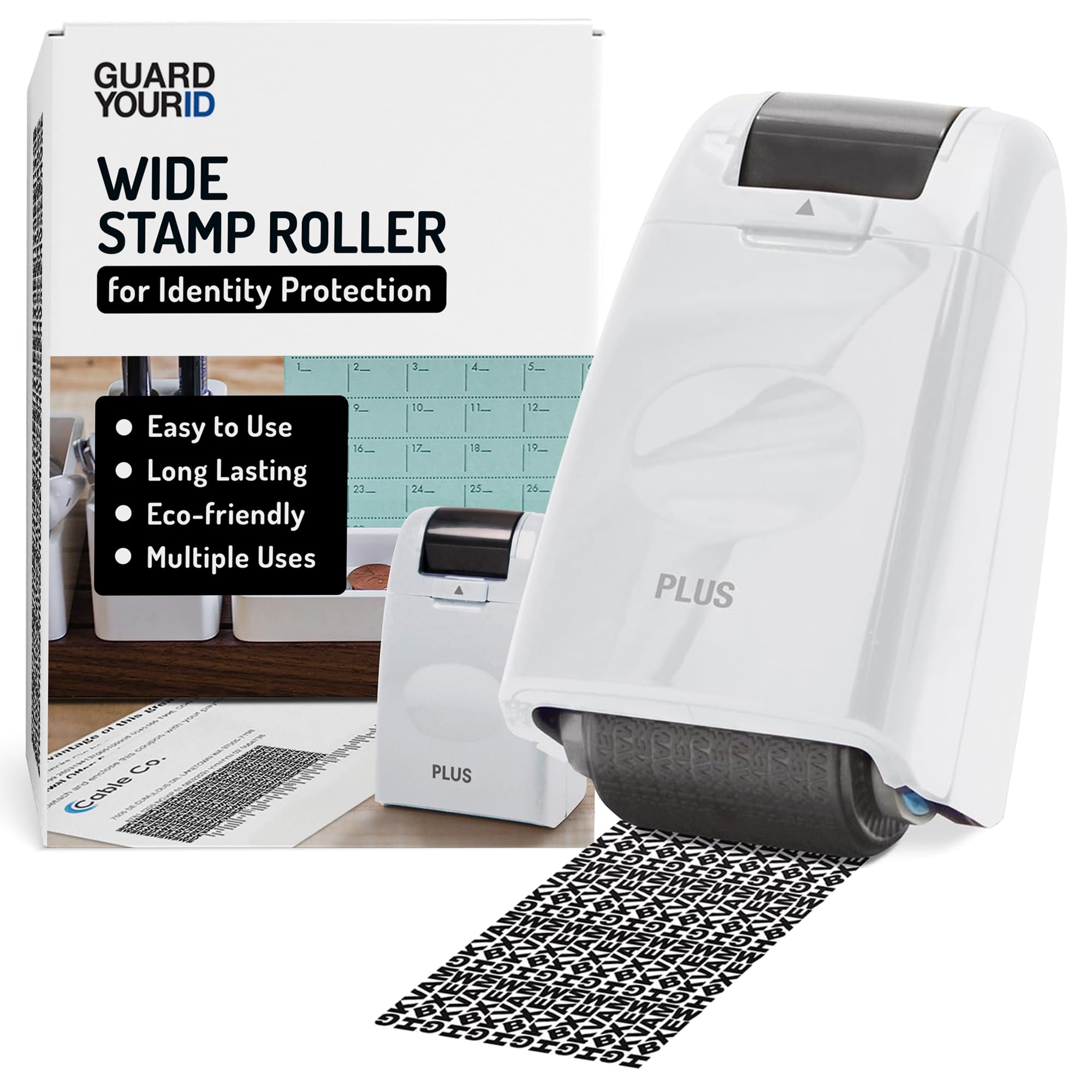Guard Your ID Wide Stamp Roller for Identity Protection, White