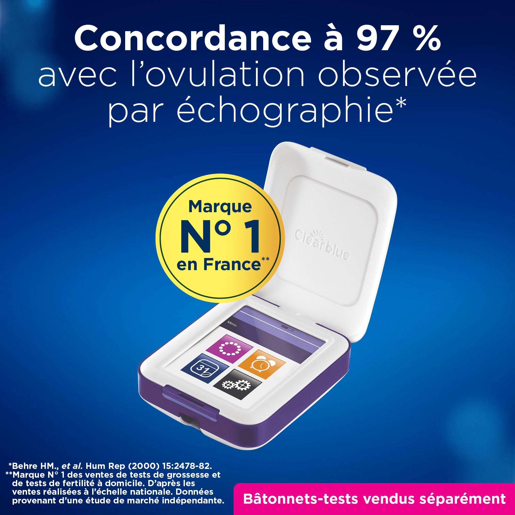 Clearblue Moniteur À Ecran Tactile De Fertilité Avancé, Teste Ovulation & Grossesse, Augmente Vos Chances de Concevoir Naturellement De 89% (Bâtonnets-Tests Vendus Séparément), L'Emballage peut varier