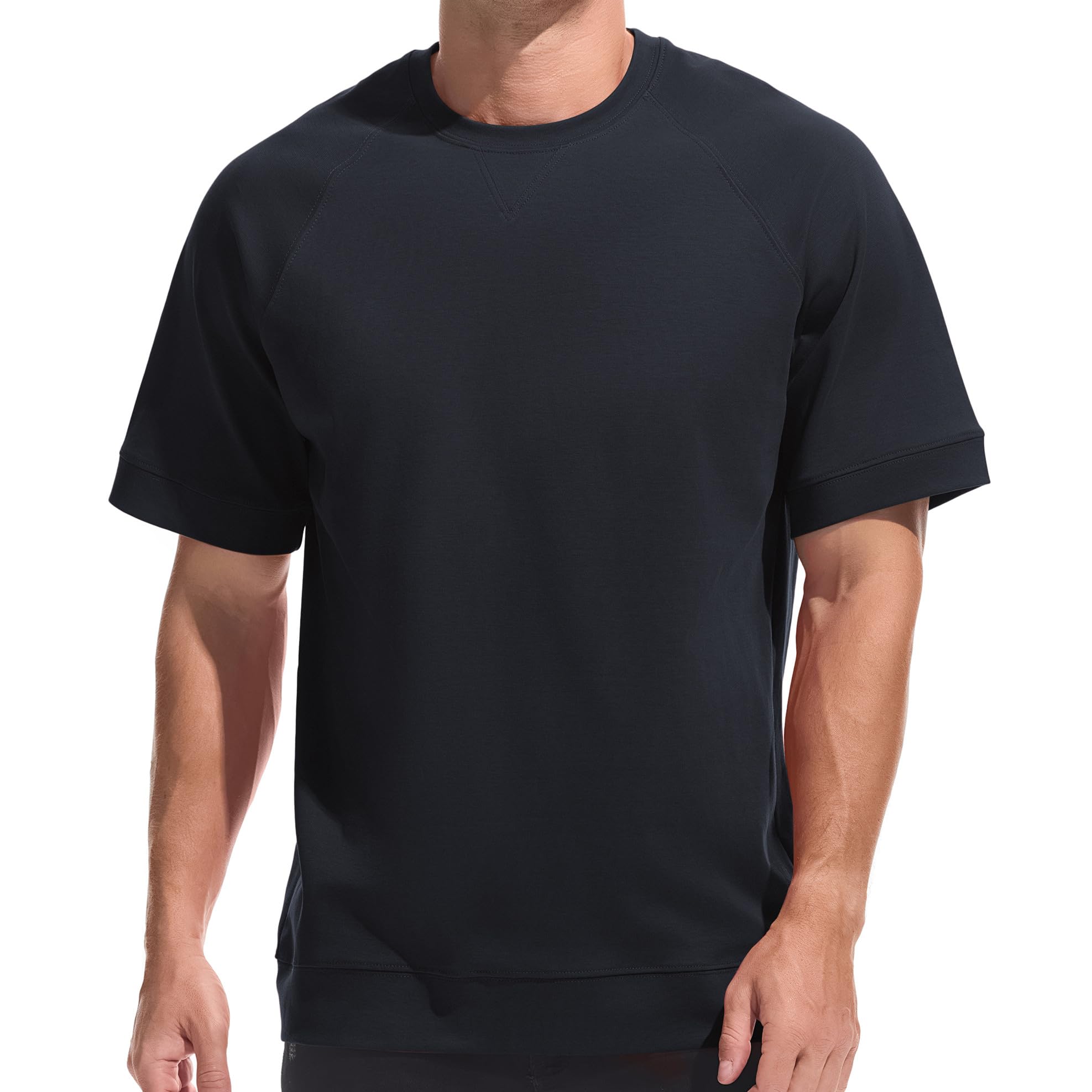 VEIISAR Premium Herren T-Shirt mit Raglan-Schnitt - Vorgewaschener 220g Mikro-Piqué Baumwollmix (83% Baumwolle) - Formbeständig mit Stretch - Verstärkter Rundum-Saum & Ärmelbund für Sport & Casual