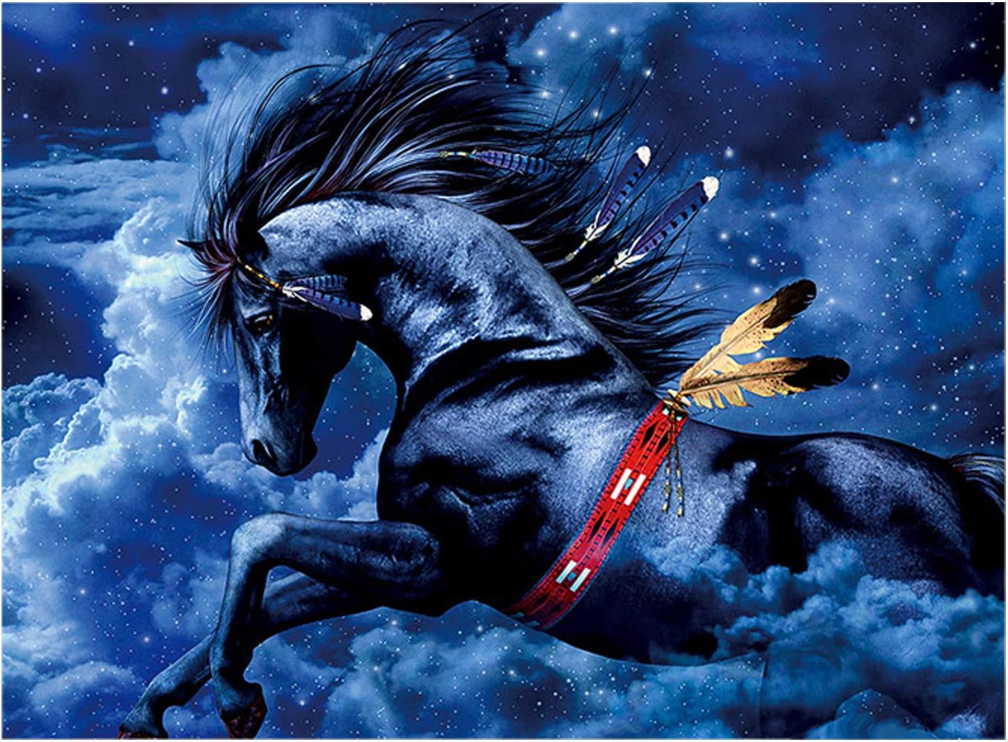 JACCAWS Native American Horse Tapestry Wall Hanging,Star Sky Wild Horse Wall Art