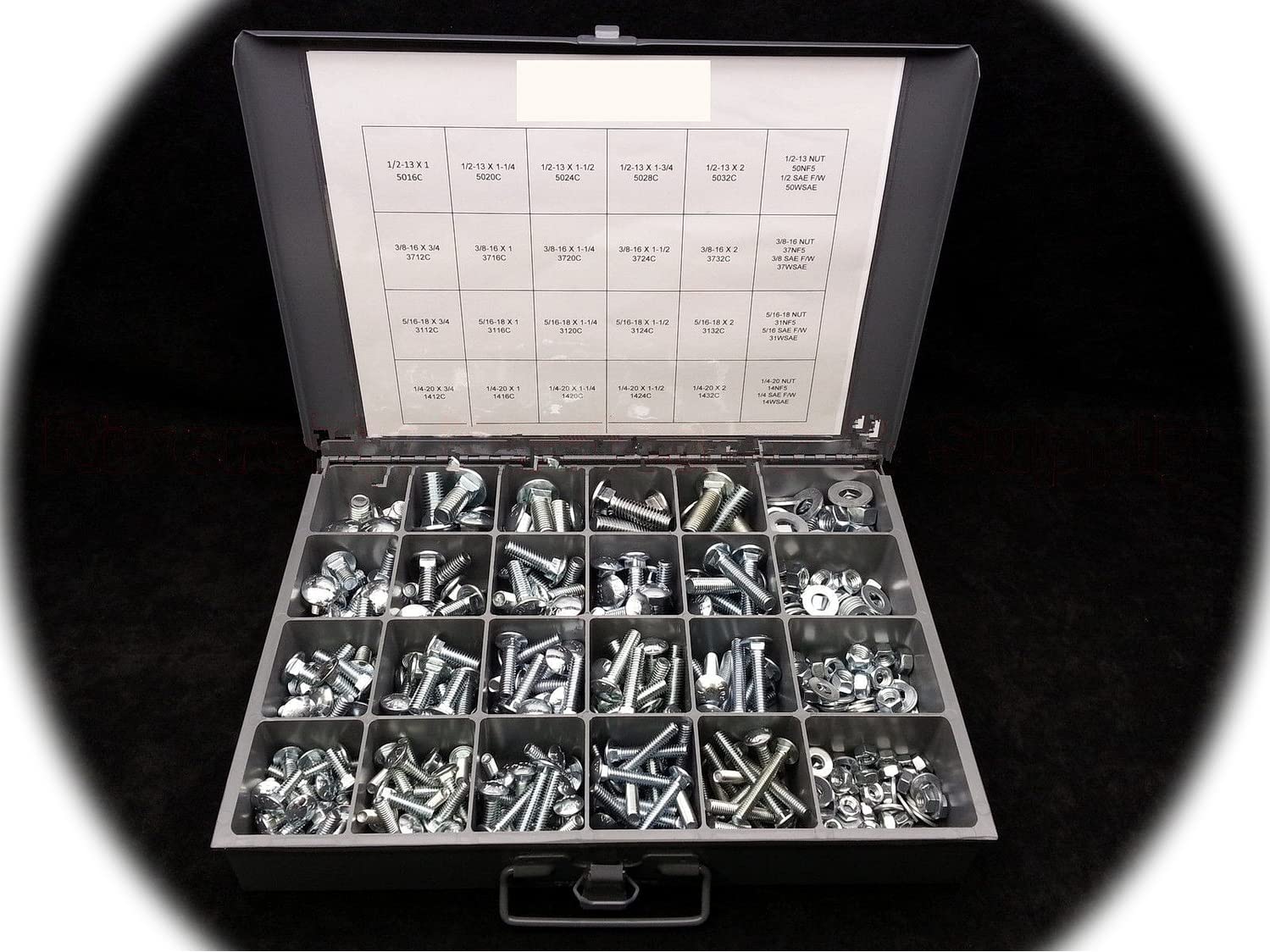 Carriage Bolt/Screw Assortment/Kit with Nuts & Washers 500 Pcs Zinc Plated Hardware Fastener Kit Set RV8959S