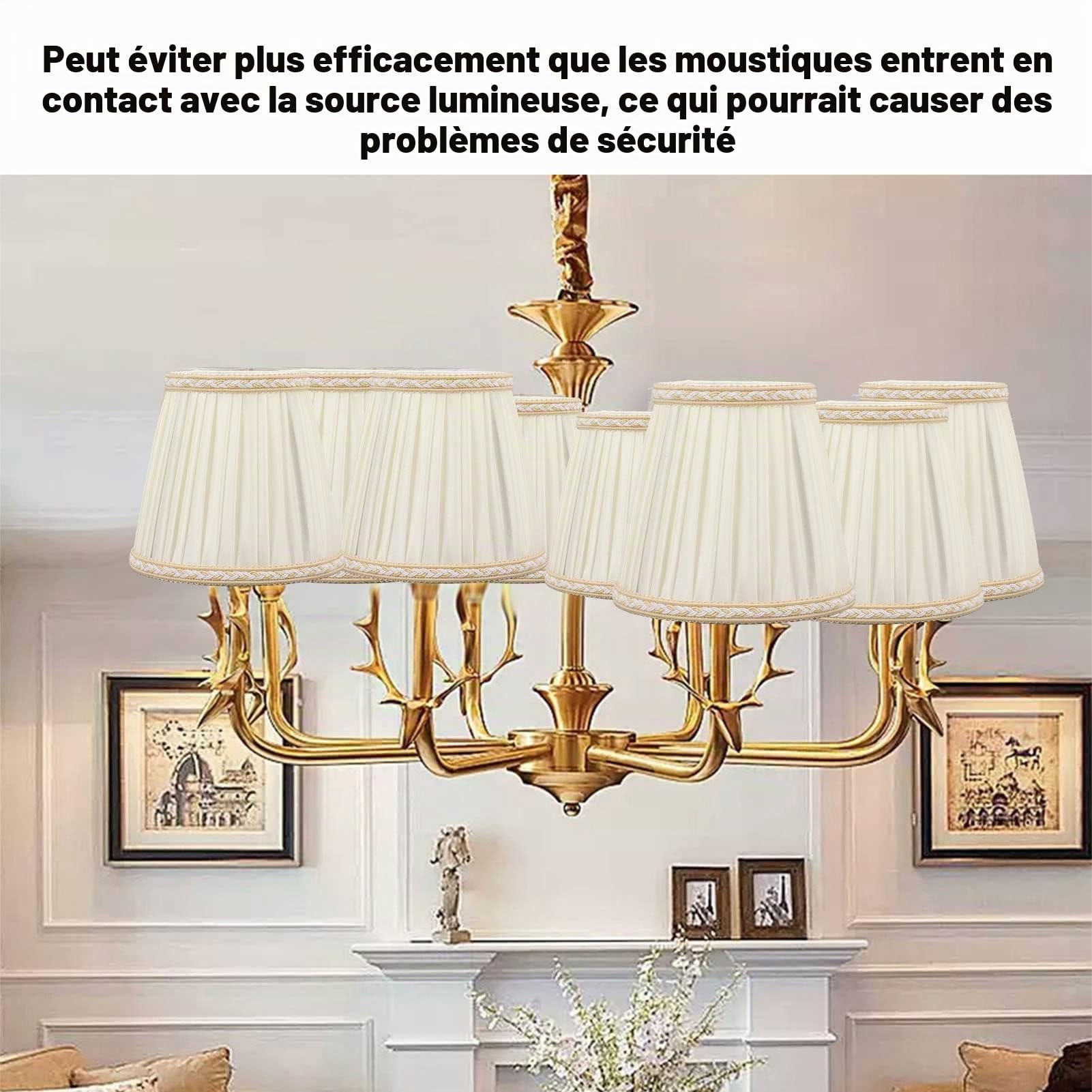 6 Pcs Abat-jour en Tissu, 9 x 13 x 14 cm Adapté aux Ampoules E14, Accessoires D'éclairage de Lustre de Chevet, D'abat-Jour Mural de Style Nordiques pour Lampes de Table, Lustres, Appliques Murales