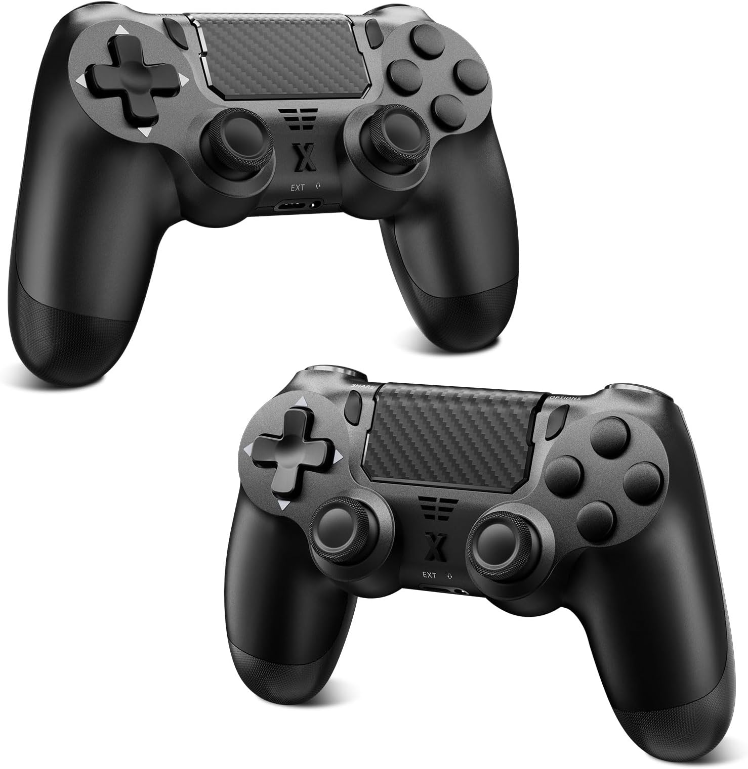 Puiseno Wireless Controller for PS-4, Dual Vibration Game Joystick/Motion Sensing/Touchpad/Speaker/3.5mm Audio Jack Headphone, Upgraded Six-Axis Sensor, Compatible with PS4/Slim/Pro Console/PC (2pcs black)
