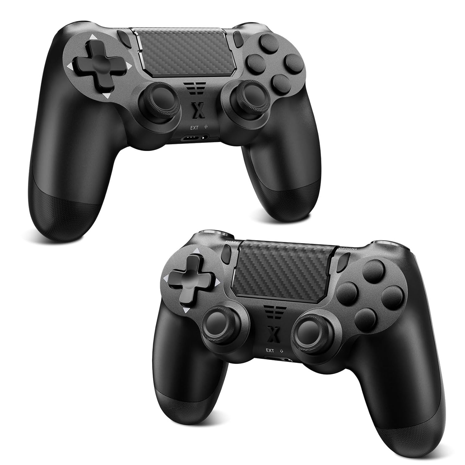 Puiseno Wireless Controller for PS-4, Dual Vibration Game Joystick/Motion Sensing/Touchpad/Speaker/3.5mm Audio Jack Headphone, Upgraded Six-Axis Sensor, Compatible with PS4/Slim/Pro Console/PC (2pcs black)