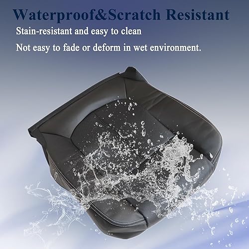 Miniatura 4 de NLQR Fundas de asiento perforadas de repuesto para parte inferior del conductor delantero y superior, de piel de microfibra negra, compatible con