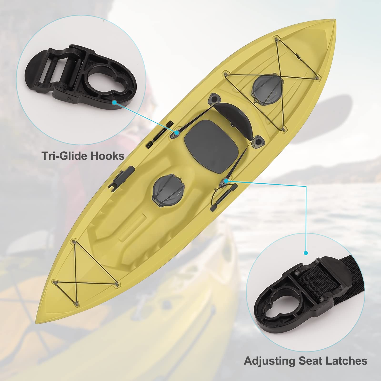 Kayak Seat Repair Kit for Lifetime Emotion Seat Strap Clips and Hooks Fit