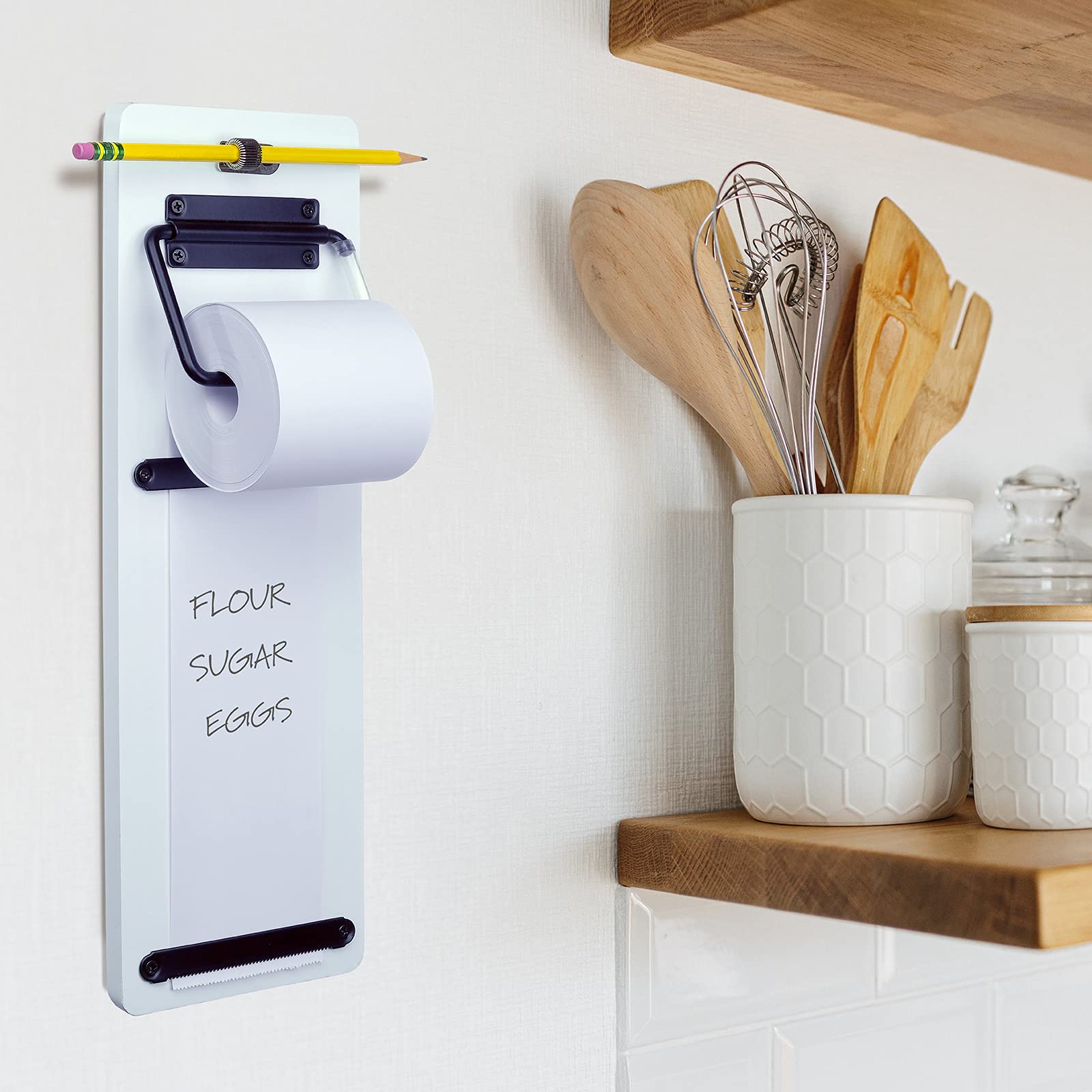 Excello Global Products Dispensador de Papel de Notas montado en la Pared con un Rollo de Papel de 160 pies Incluido (Blanco)