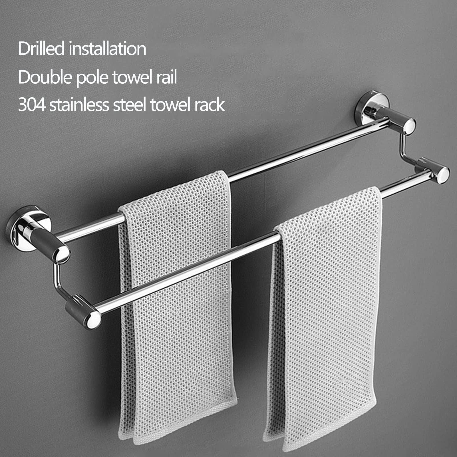 タオルハンガー ドリル不要 タオルラック ダブルポールタオルホルダー 粘着式 壁取り付け 銅製 キッチン バスルーム用 タオルバー 粘着式タオルラック  ダブルポールタオルレール 壁取り付け フック付き ドリル不要 銅製 キッチン用 タオル掛け 壁掛け」の人気商品一覧 ... タオルレール タオルラック - 壁掛け式、壁掛け用ダブルポール壁掛けタオルラック、フック付きステンレススチールタオルラック、ドリル取
