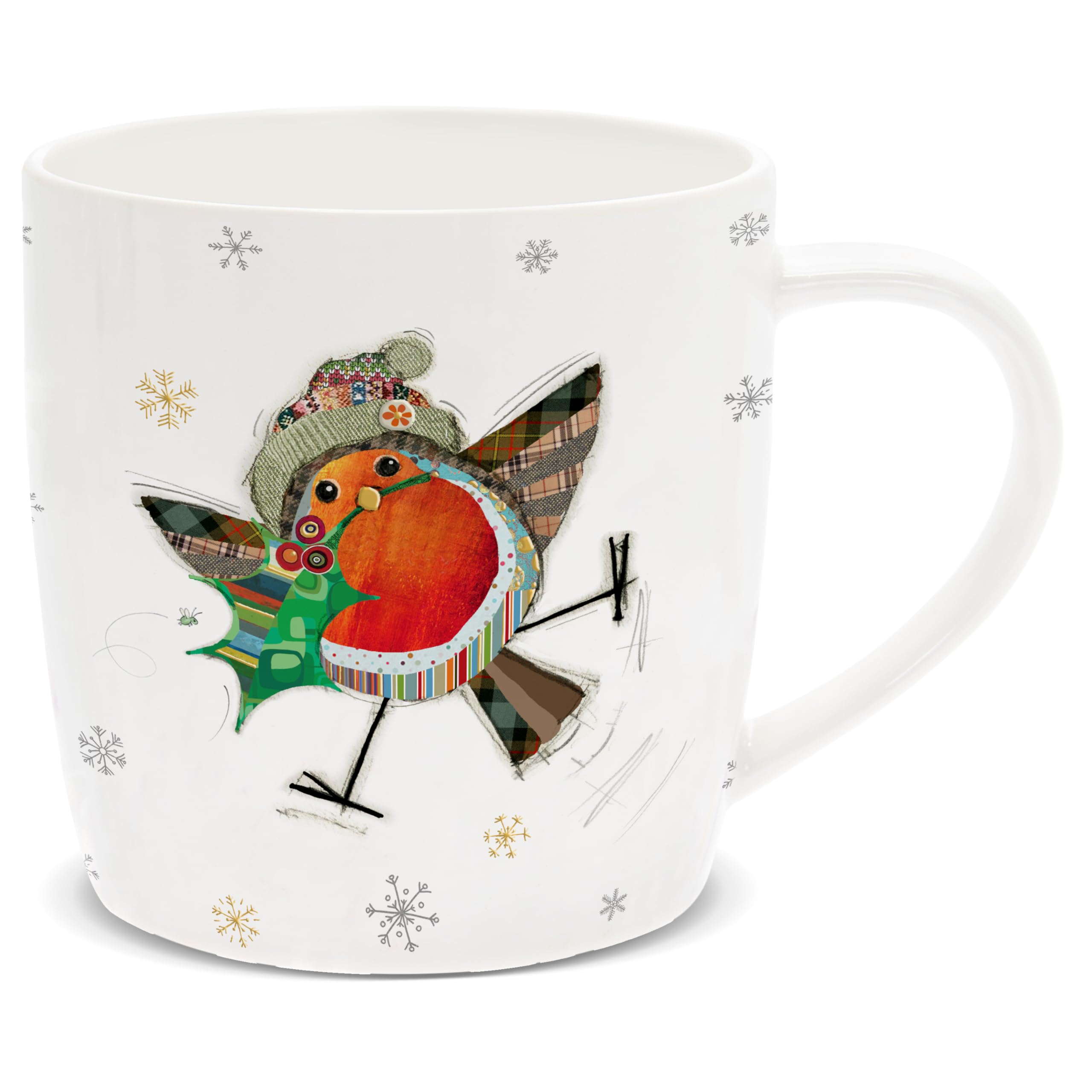 Lesser & Pavey Bug Art Christmas Robin Ceramic Coffee Mug