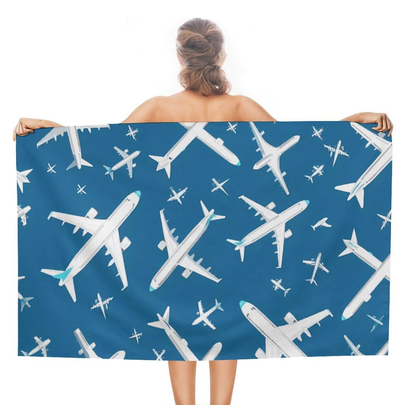 CGSBNGHA Plane Aircraft Airplane Jet Beach Towels Soft Bathroom Bath Pool Swim Towels for Women Men