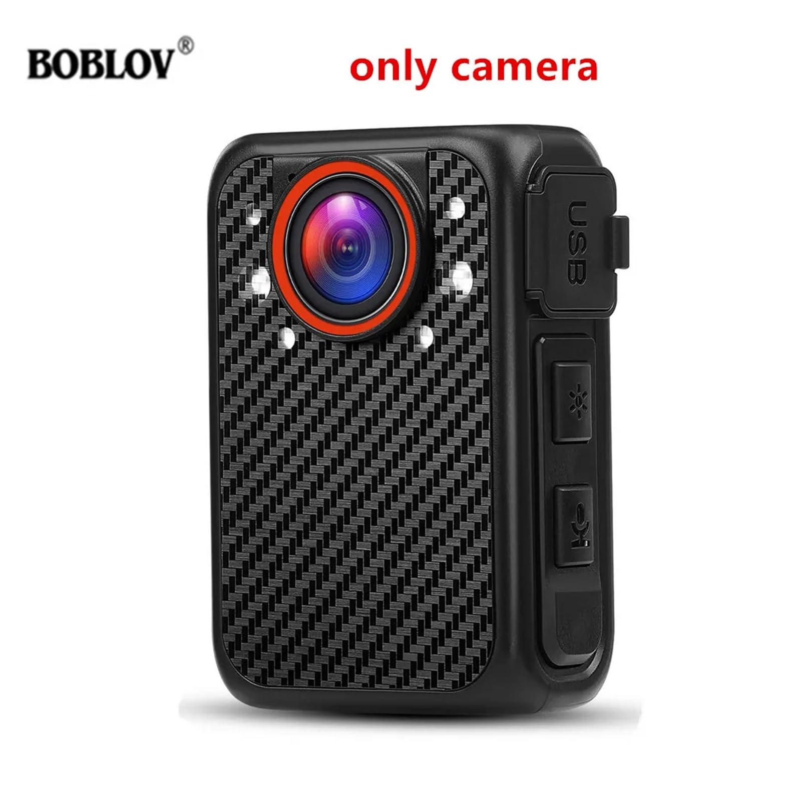 Kamera nasobna, X1 Mini kamera korpusowa Full 1080p przenośna kamera korpusowa karta SD do 128 GB noktowizor funkcja czerwonego/niebieskiego światła mała kamera(Only Camera)