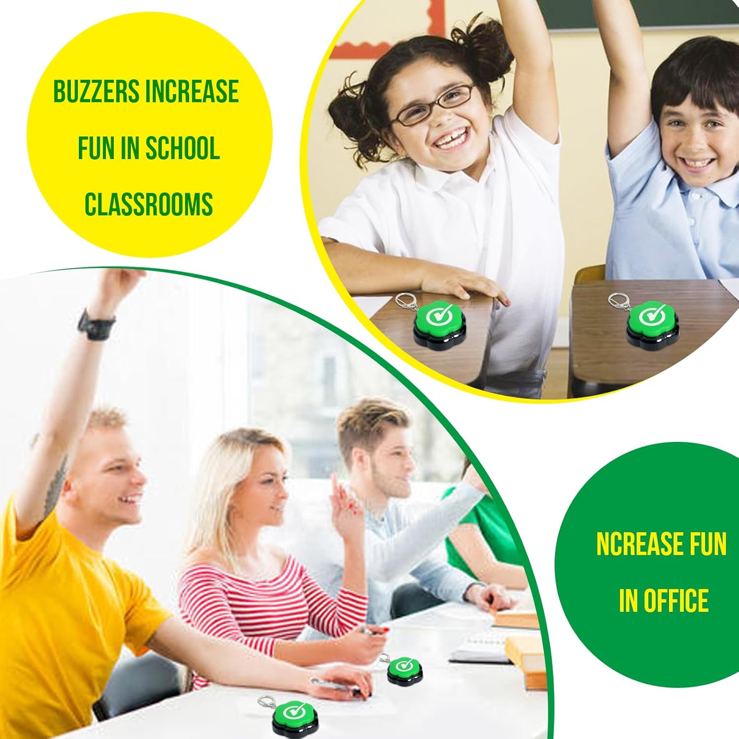 2Pack Right Buzzers, Sound Buttons, Portable Keychain Answer Buzzers Set of 2, Correct Buzzers for Game Show, Right Button for Communication