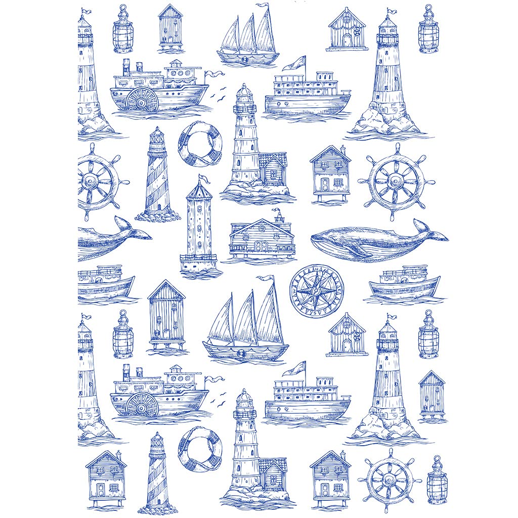 Ceramic Decals - Nautical (Blue, 19 x 13 Inch)
